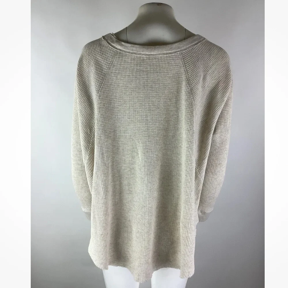 We The Free Sz M Swing Hem Dolman Sleeve Thermal Top Beige Cotton Polyester - Picture 4 of 6